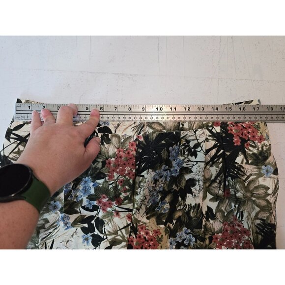 Cynthia Rowley Floral Print Cropped Pants Size Large Elastic Waist With Pockets - Picture 6 of 7